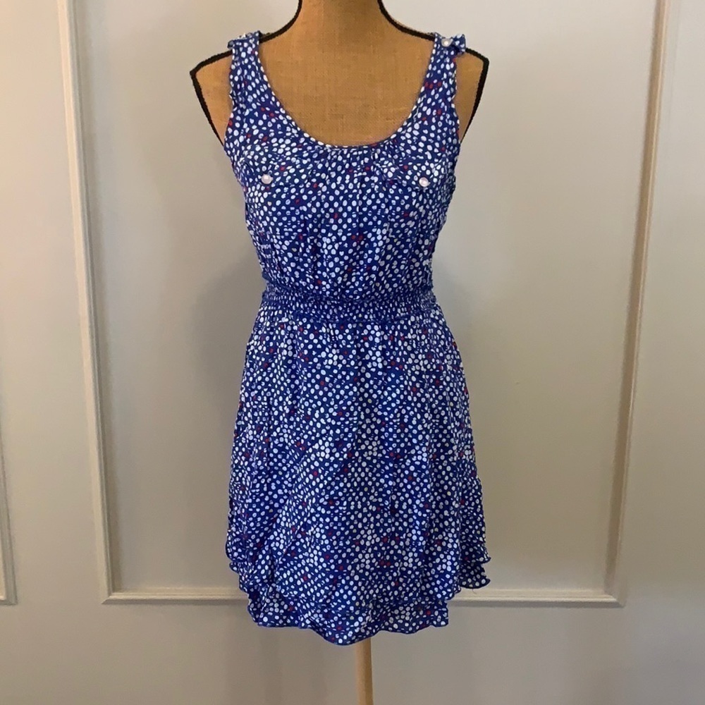 Women’s‎ Small Summer Dress Cinched Waist Ruffle Hem Pockets Casual Rayon Dress